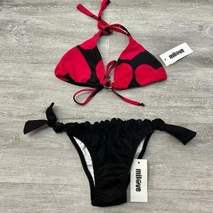 MIlove Red Hearts with black bottom Bikini